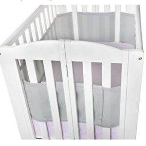 Mini Crib Breathable Bumper Gray, Portable/Mini Cr